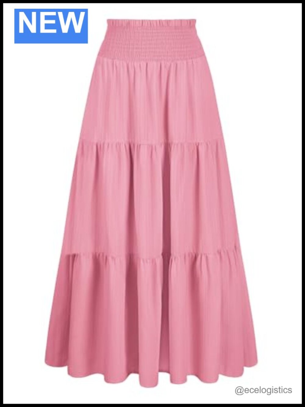 Flowy Smocked High Waist Boho Maxi Skirt with Pockets